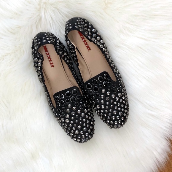 prada studded loafers
